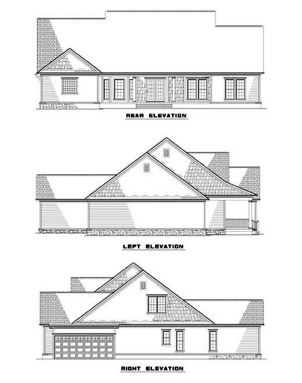 Country Rear Elevation of Plan 62065