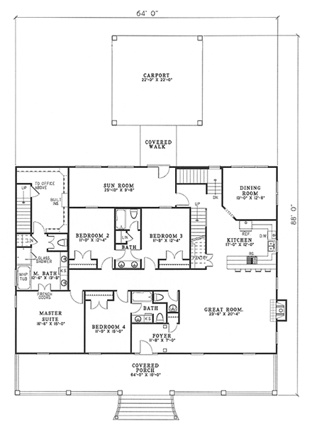 House Plan 62067 First Level Plan