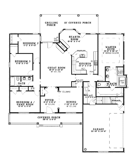 House Plan 62069 First Level Plan