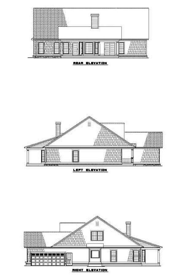 Country Southern Rear Elevation of Plan 62069