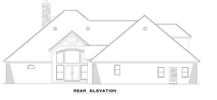 Craftsman European Rear Elevation of Plan 62070