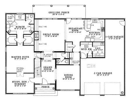 House Plan 62071 First Level Plan