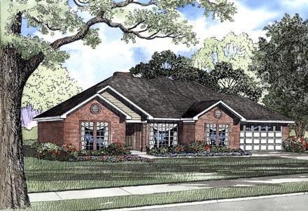 One-Story Ranch Traditional Elevation of Plan 62075