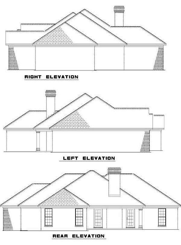 One-Story Ranch Traditional Rear Elevation of Plan 62075