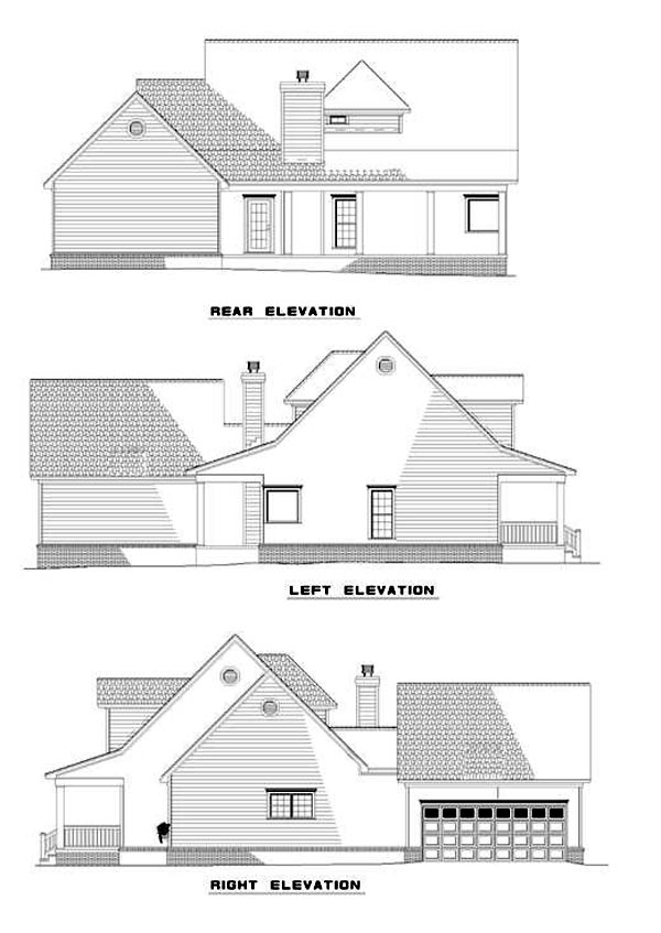 Cape Cod Country Rear Elevation of Plan 62076