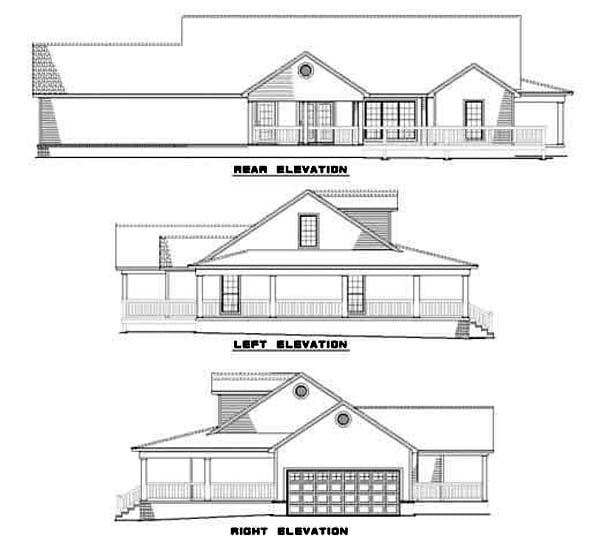 Country Southern Rear Elevation of Plan 62077