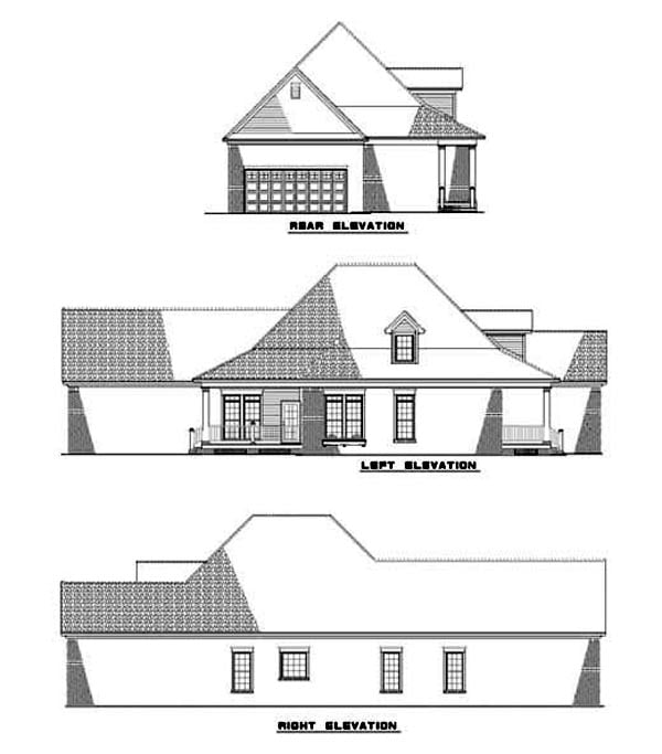Country Rear Elevation of Plan 62080
