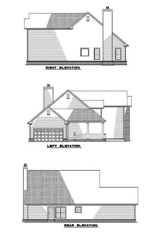 Country Traditional Rear Elevation of Plan 62081