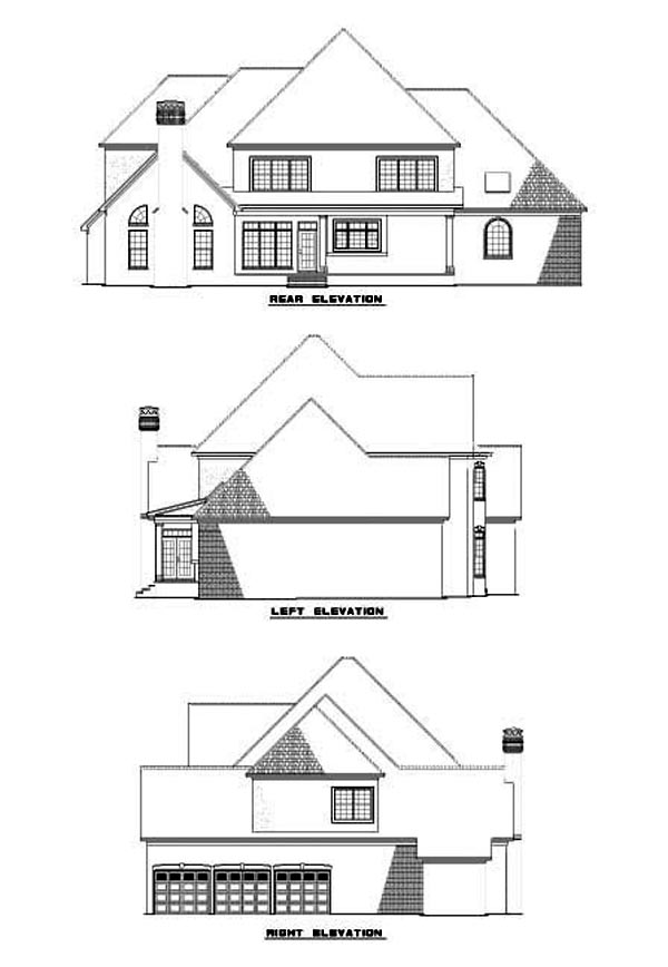 European Traditional Rear Elevation of Plan 62082