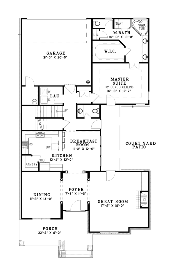 Country Craftsman Traditional Level One of Plan 62083