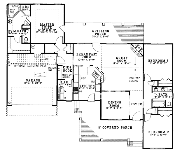 Country Southern Traditional Level One of Plan 62084