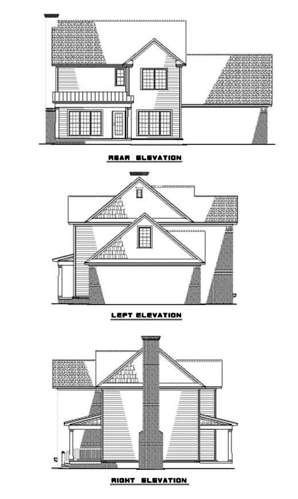 Country Traditional Rear Elevation of Plan 62085