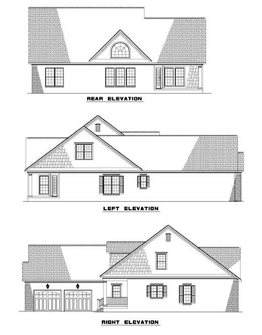 Cape Cod Country Rear Elevation of Plan 62087