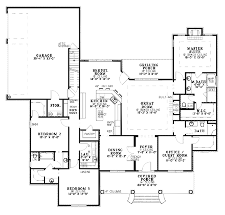 House Plan 62090 First Level Plan