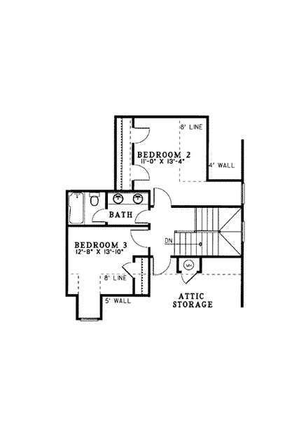 House Plan 62093 Second Level Plan