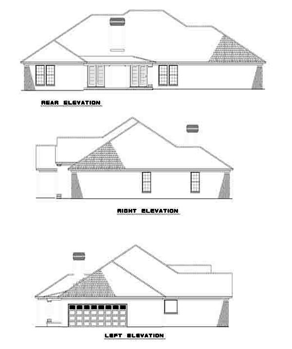 European One-Story Rear Elevation of Plan 62098