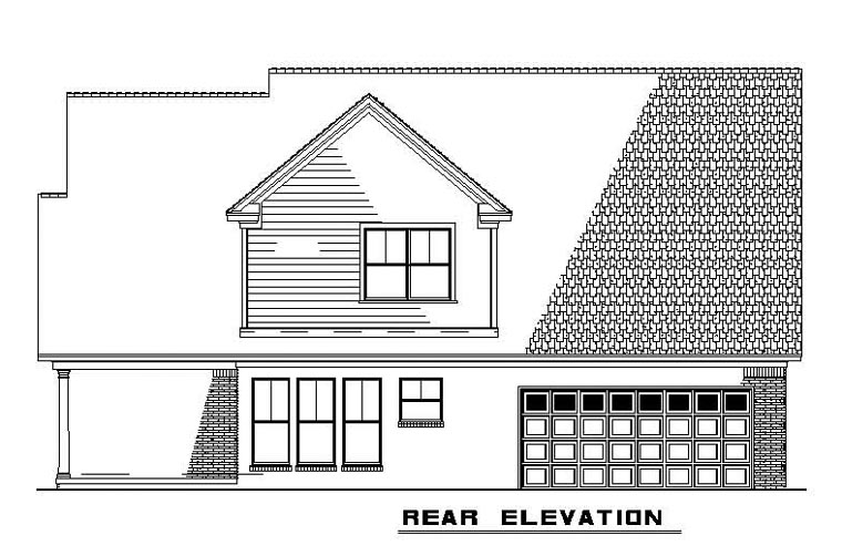 Country Traditional Rear Elevation of Plan 62100