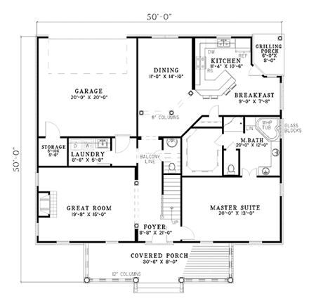 House Plan 62102 First Level Plan