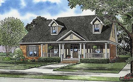 Cape Cod Country Southern Elevation of Plan 62104