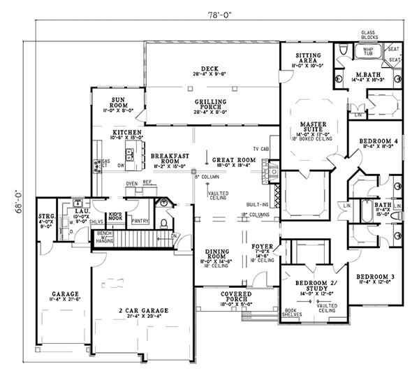 Bungalow Country Level One of Plan 62113