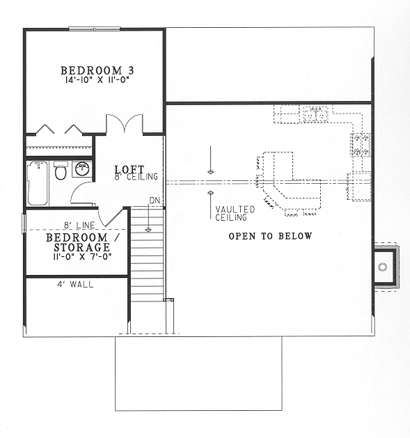 Cabin Cottage Country Southern Level Two of Plan 62115