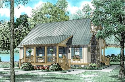 Cabin Cottage Country Southern Elevation of Plan 62115