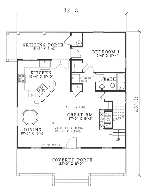 Cabin Country Southern Level One of Plan 62118