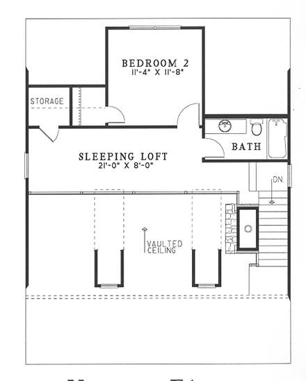 House Plan 62118 Second Level Plan