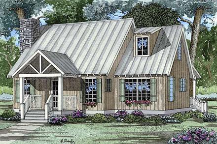 Bungalow Cabin Cottage Southern Elevation of Plan 62119