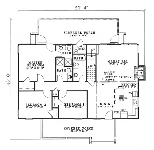 Bungalow Country Southern Level One of Plan 62123