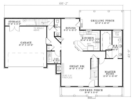 House Plan 62134 First Level Plan