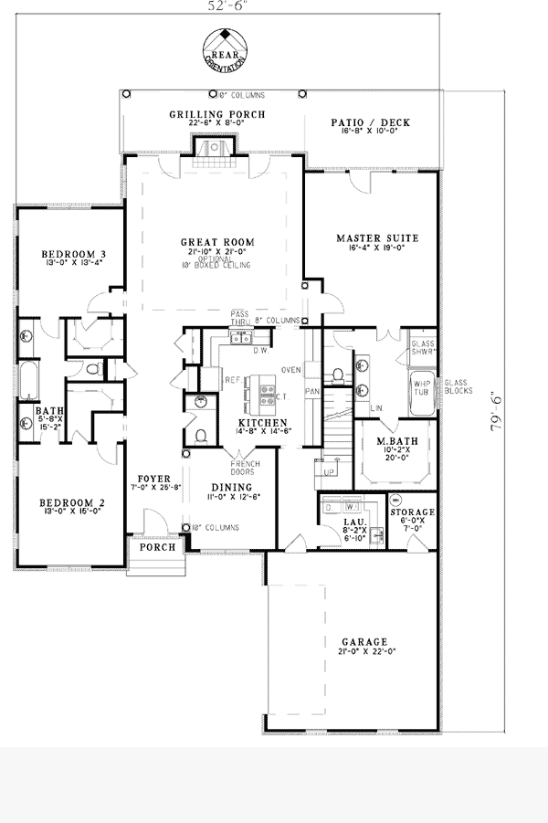 One-Story Traditional Level One of Plan 62137