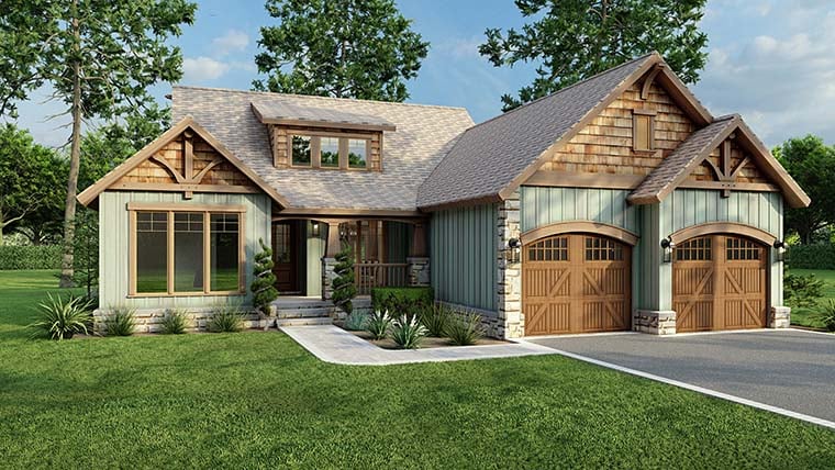 Bungalow, Country, Craftsman, Tudor Plan with 1485 Sq. Ft., 3 Bedrooms, 2 Bathrooms, 2 Car Garage Picture 6