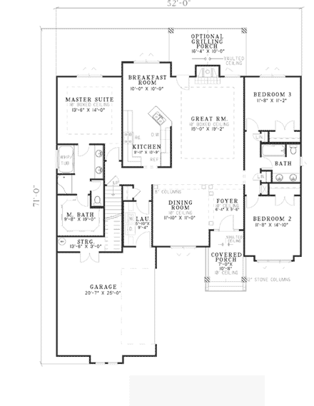 House Plan 62145 First Level Plan