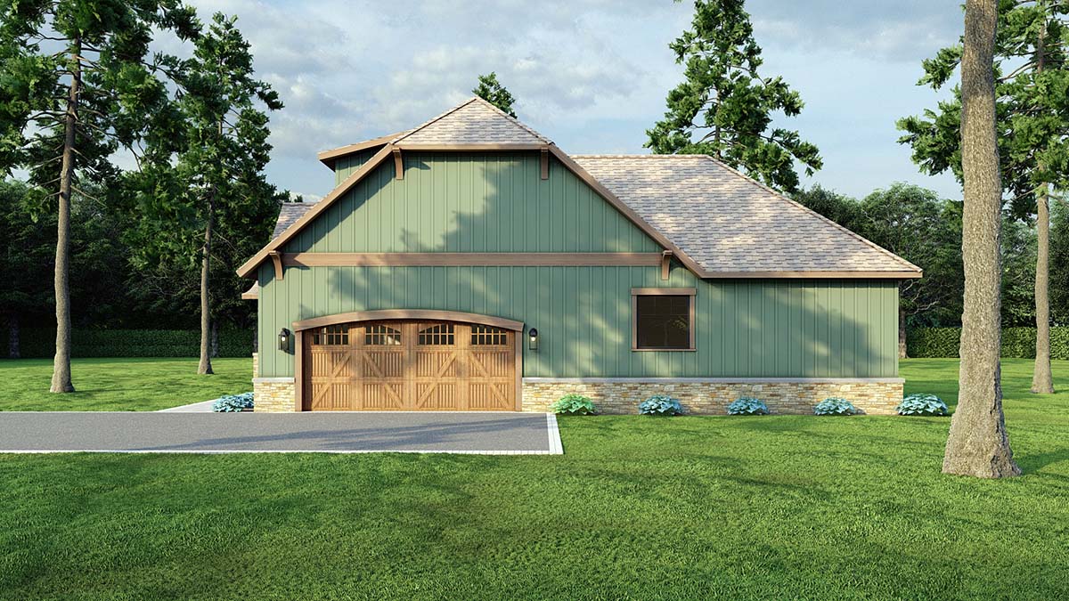 Bungalow, Country, Craftsman, One-Story Plan with 1982 Sq. Ft., 3 Bedrooms, 2 Bathrooms, 2 Car Garage Picture 2