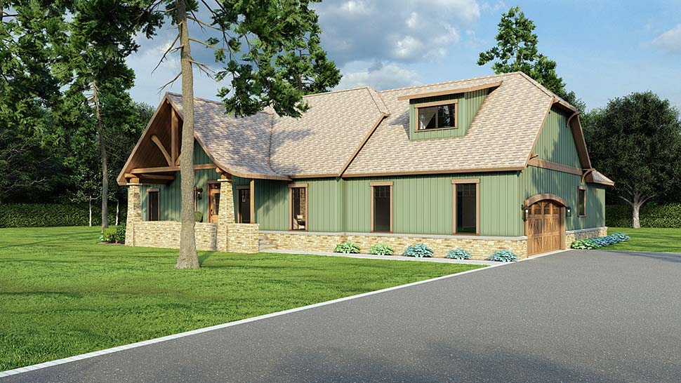 Bungalow, Country, Craftsman, One-Story Plan with 1982 Sq. Ft., 3 Bedrooms, 2 Bathrooms, 2 Car Garage Picture 5