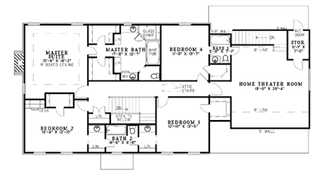 House Plan 62151 Second Level Plan