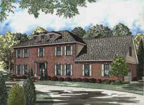 Colonial Southern Elevation of Plan 62151