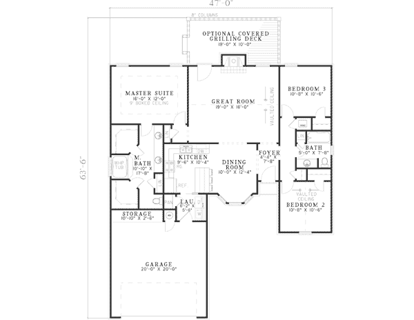 One-Story Traditional Level One of Plan 62156