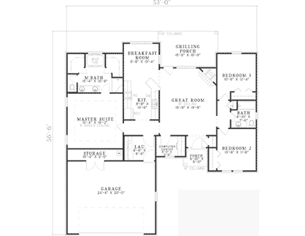 House Plan 62159 First Level Plan