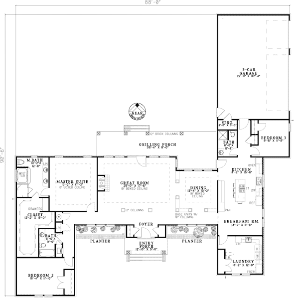 European One-Story Traditional Level One of Plan 62161
