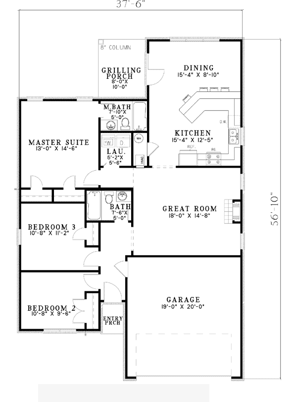 Narrow Lot One-Story Level One of Plan 62173