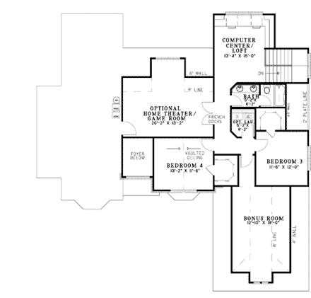 House Plan 62175 Second Level Plan