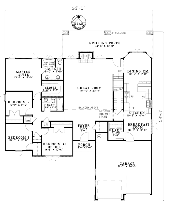 Bungalow Country Craftsman Level One of Plan 62179