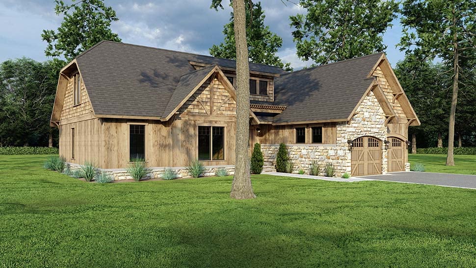 Bungalow, Country, Craftsman Plan with 2266 Sq. Ft., 4 Bedrooms, 2 Bathrooms, 2 Car Garage Picture 4