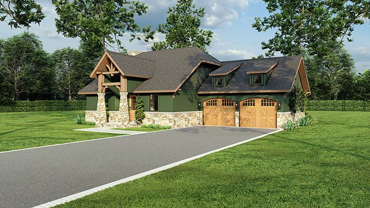 Bungalow, Cabin, Country, Craftsman, One-Story Plan with 1282 Sq. Ft., 3 Bedrooms, 2 Bathrooms, 2 Car Garage Picture 6