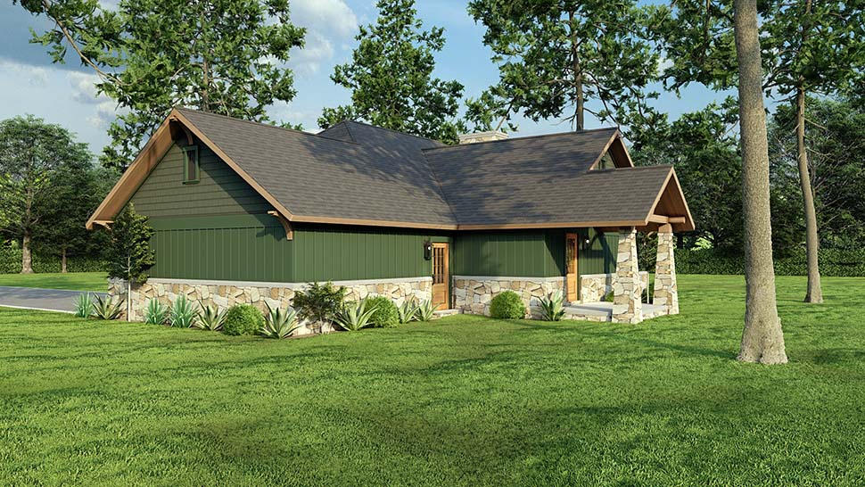 Bungalow, Cabin, Country, Craftsman, One-Story Plan with 1282 Sq. Ft., 3 Bedrooms, 2 Bathrooms, 2 Car Garage Picture 7