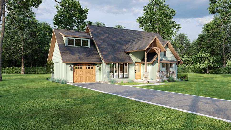 Bungalow, Cabin, Country, Craftsman, One-Story Plan with 1212 Sq. Ft., 3 Bedrooms, 1 Bathrooms, 1 Car Garage Picture 4