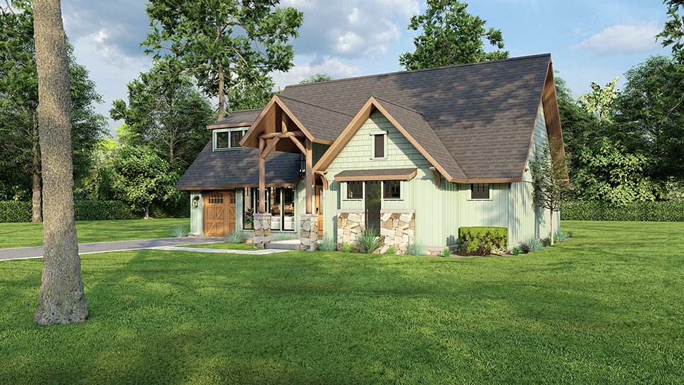 Bungalow, Cabin, Country, Craftsman, One-Story Plan with 1212 Sq. Ft., 3 Bedrooms, 1 Bathrooms, 1 Car Garage Picture 5