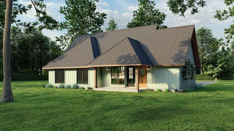 Bungalow, Cabin, Country, Craftsman, One-Story Plan with 1212 Sq. Ft., 3 Bedrooms, 1 Bathrooms, 1 Car Garage Picture 7